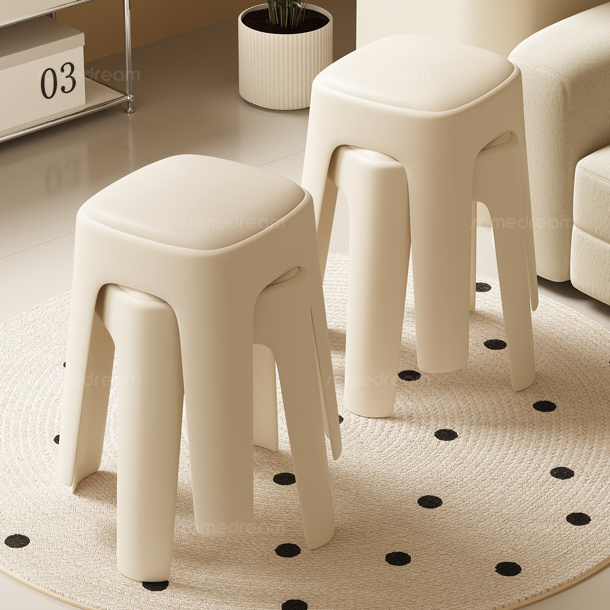 三梦塑料凳子加厚家用可叠放软包方板凳结实耐用餐桌凳备用高椅子,住宅家具,其它凳子,淘宝优惠券,粉丝福利购,淘宝优惠卷