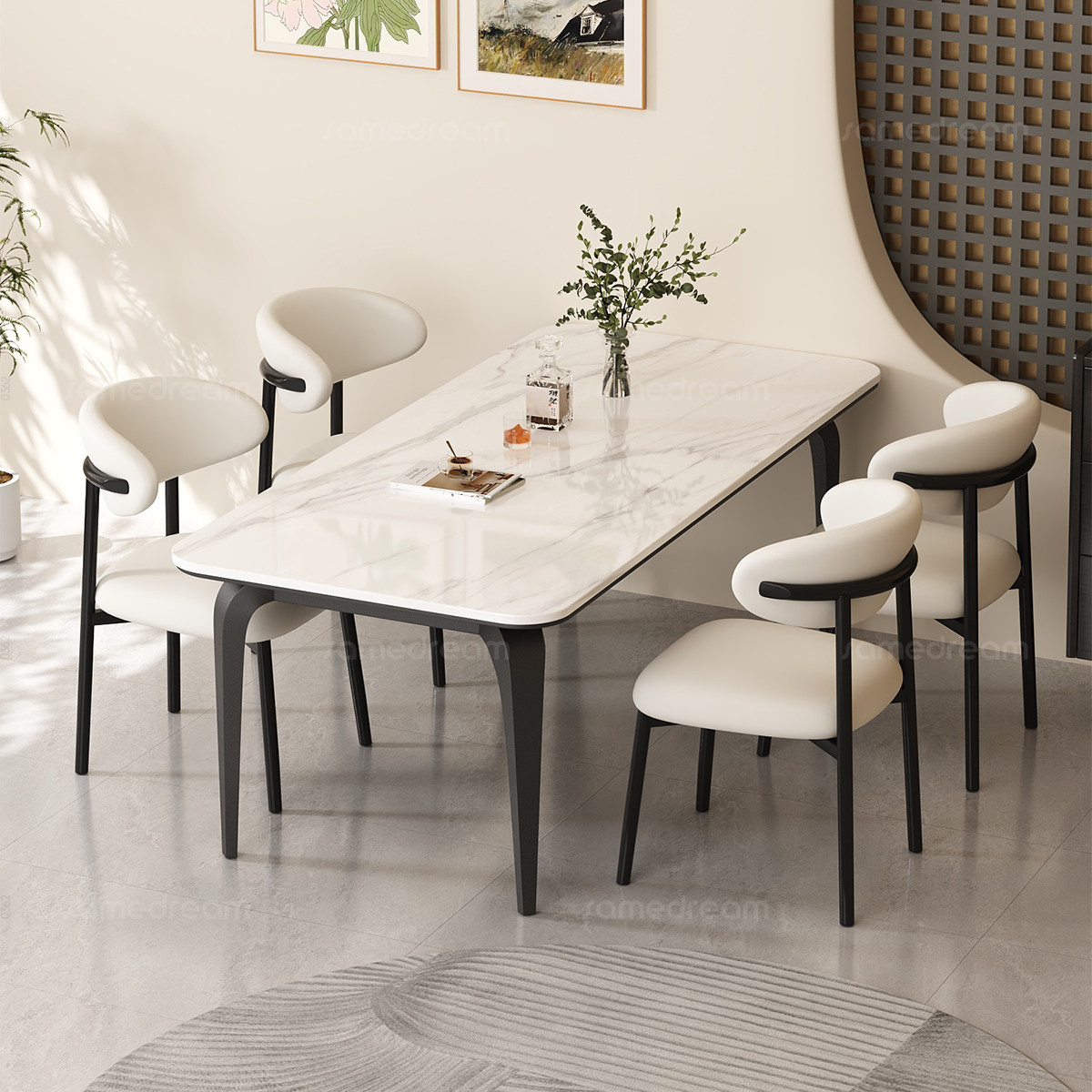 三梦岩板餐桌2025新款家用小户型餐桌椅子轻奢高级感客厅吃饭桌子,住宅家具,岩板餐桌,淘宝优惠券,粉丝福利购,淘宝优惠卷