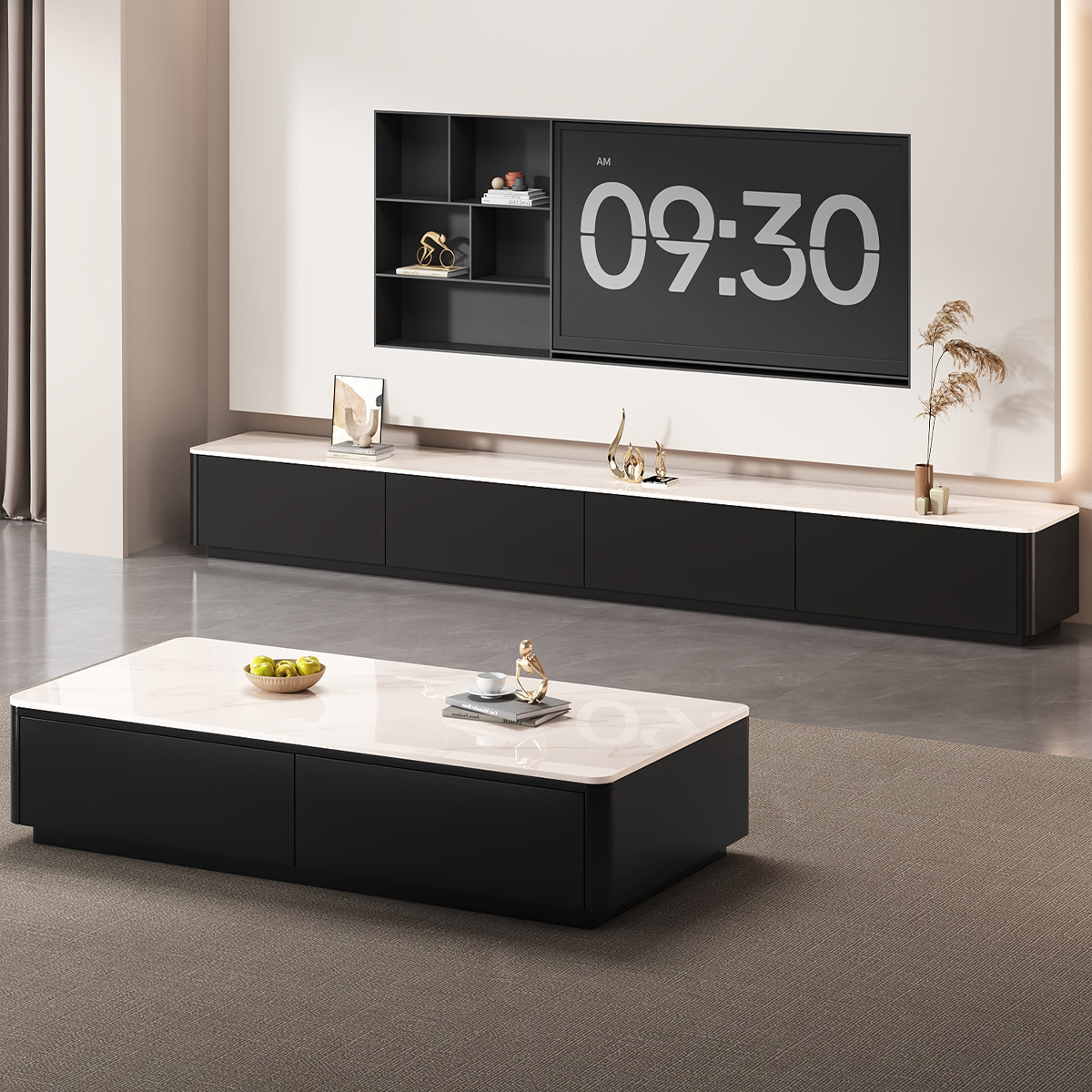 三梦岩板茶几客厅家用2025新款轻奢高级感小户型实木茶几桌电视柜,住宅家具,茶几,淘宝优惠券,粉丝福利购,淘宝优惠卷