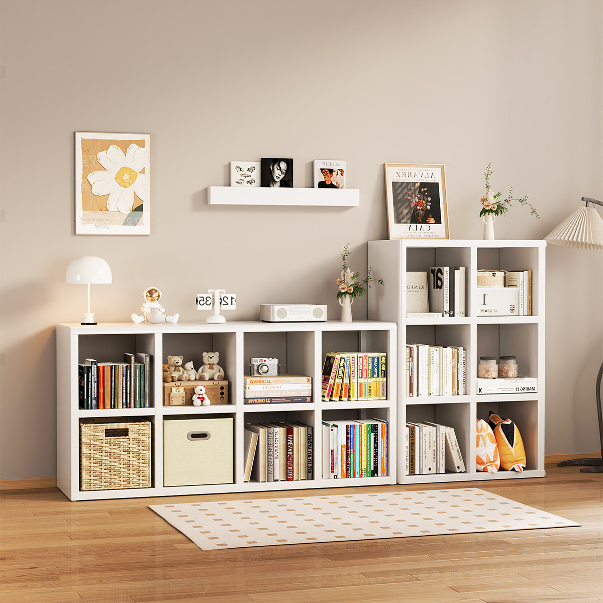 三梦钢制格子柜儿童八格柜书架置物架幼儿园书柜客厅自由组合柜子