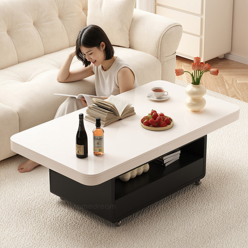 三梦可移动小户型实木岩板茶几