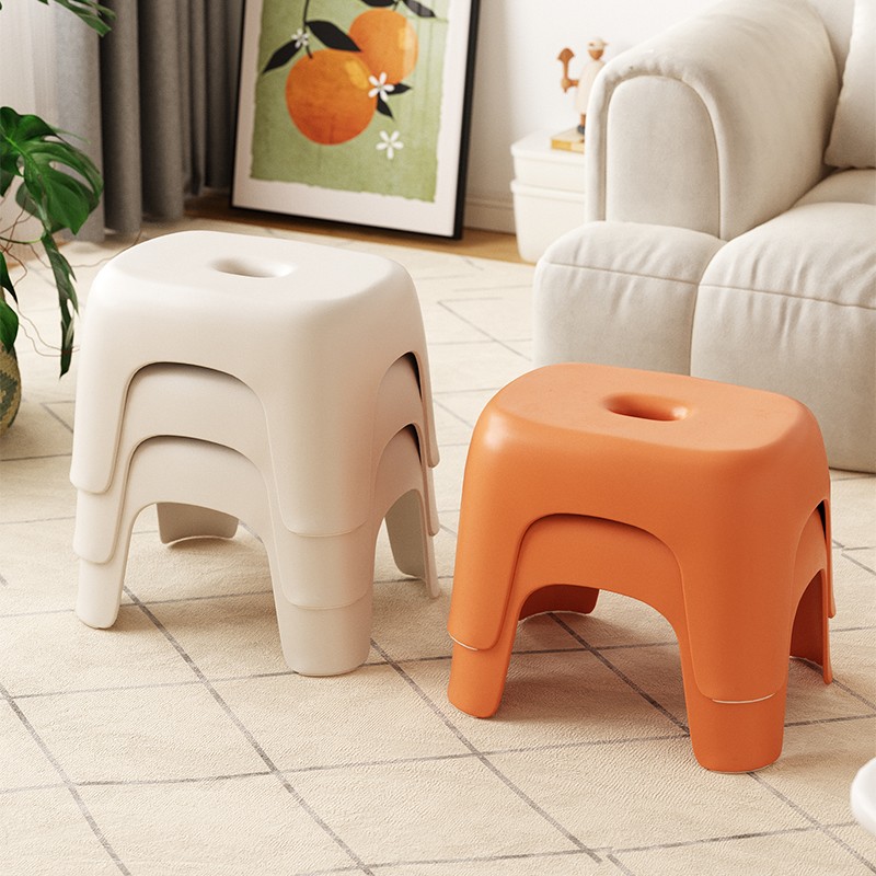 塑料小凳子家用可叠放客厅茶几圆板凳儿童浴室防滑矮凳加厚换鞋凳