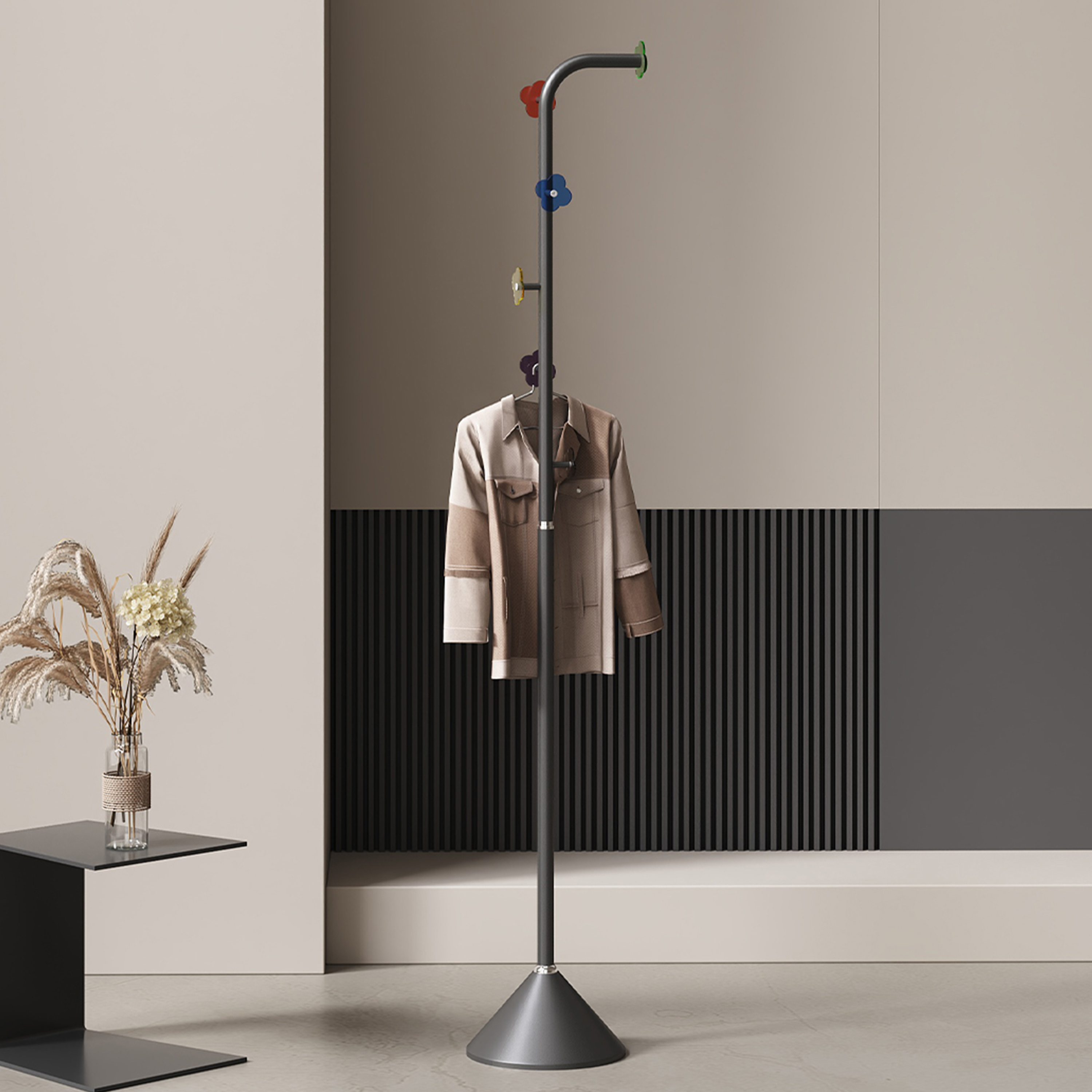 轻奢卧室落地挂衣架衣帽架床边置物架不占空间的挂衣架储物神器