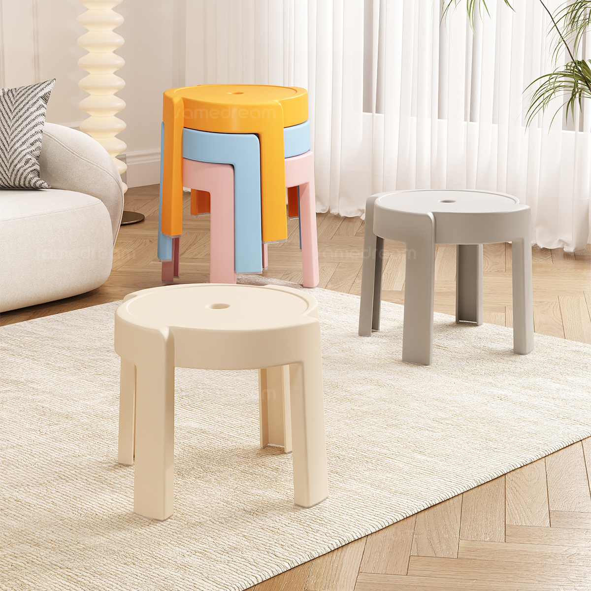 三梦亚克力儿童客厅风车凳
