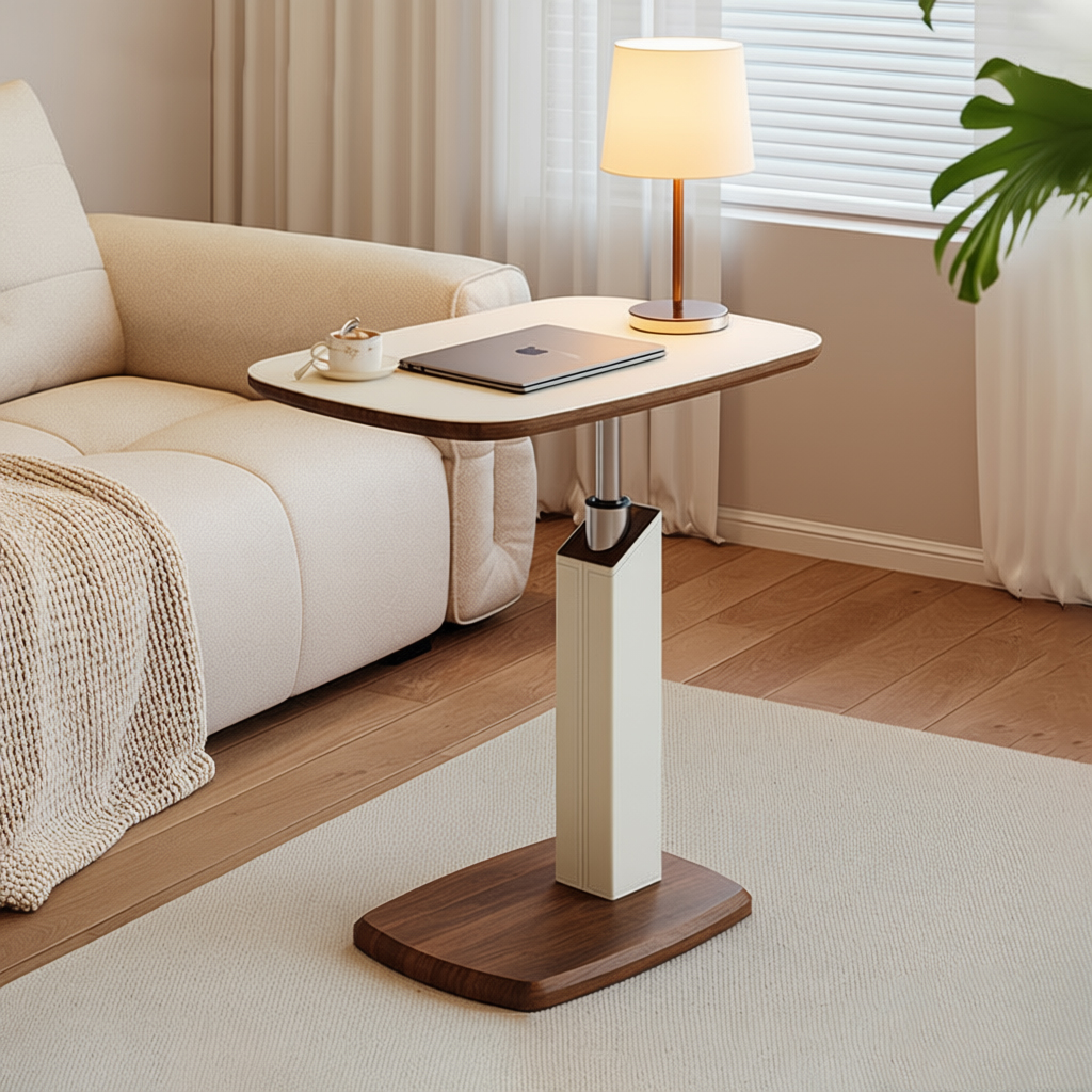 沙发边几可移动小桌子客厅茶几中古风卧室升降床边桌电脑桌置物架