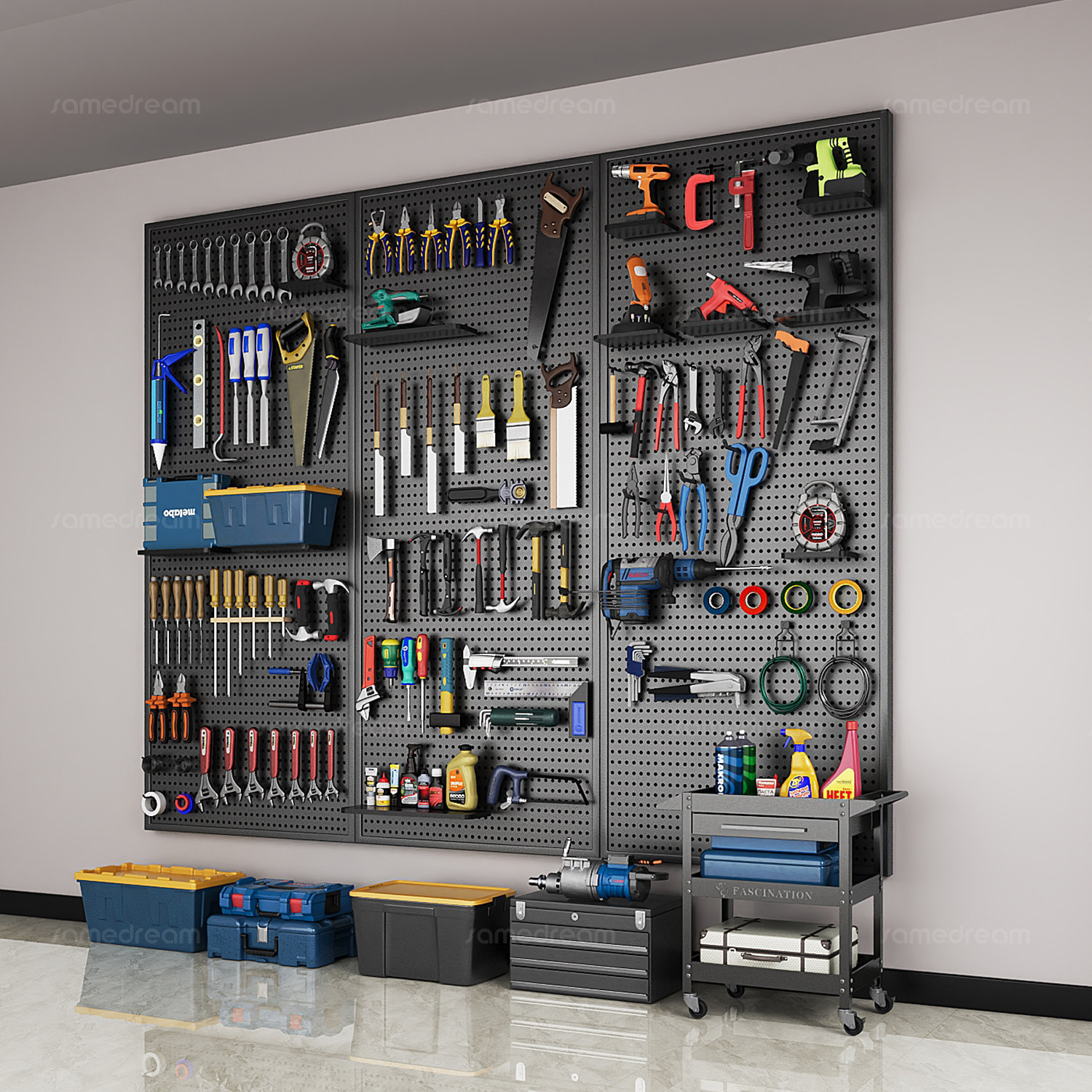 三梦洞洞板置物架五金工具挂墙板墙上不锈钢冲孔板定制金属造型墙