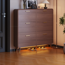 三梦全实木超薄翻斗鞋柜家用门口室内入户玄关收纳柜一体靠墙鞋架