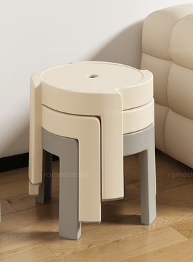 塑料小凳子家用可叠放加厚矮凳结实耐用高级板凳客厅餐桌备用圆凳