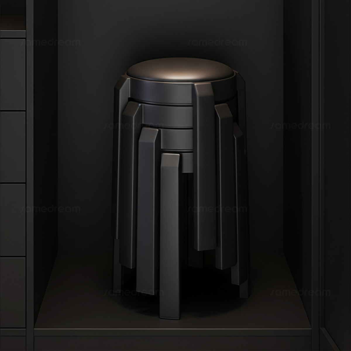 塑料凳子家用可叠放加厚软包圆凳