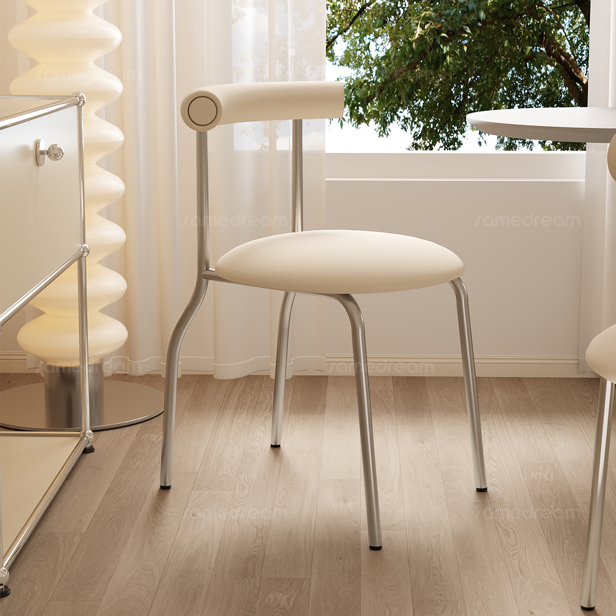 三梦家用法式奶油风靠背餐椅