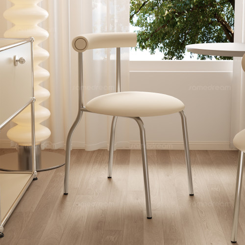 三梦家用法式奶油风靠背餐椅