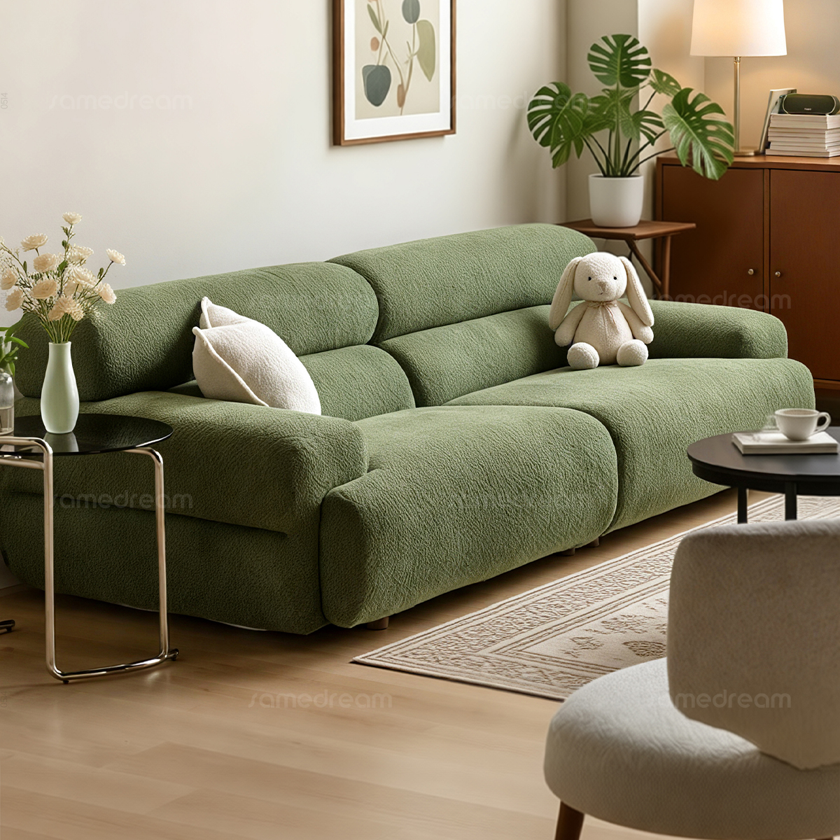 政府补贴三梦沙发小户型客厅2025新款山谷复古直排双人布艺沙发