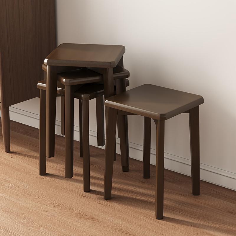 三梦实木凳子小户型家用轻奢可叠放餐桌餐凳子客厅矮凳高板凳方凳