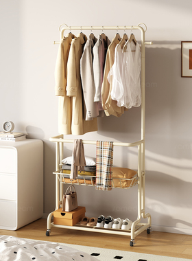 卧室落地挂衣架立式衣帽架金属衣服置物架宿舍床边移动新款挂包架