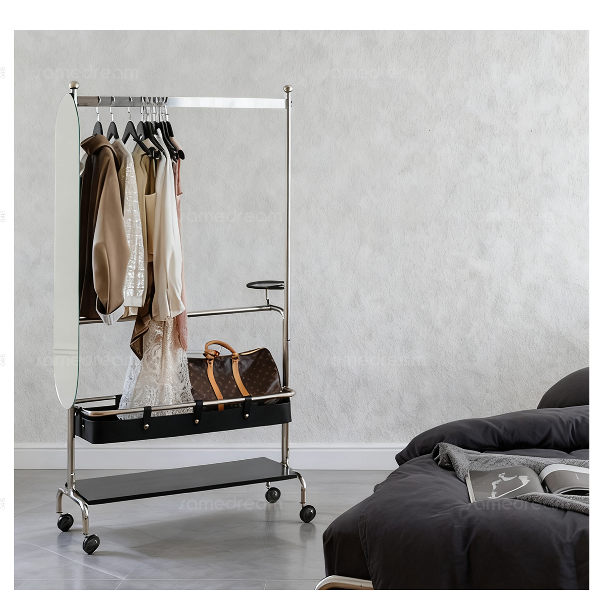 落地衣架卧室挂衣架带轮可移动