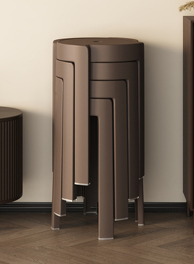 特厚塑料凳子家用可叠放餐桌高圆风车胶板凳简约复古加厚备用椅子