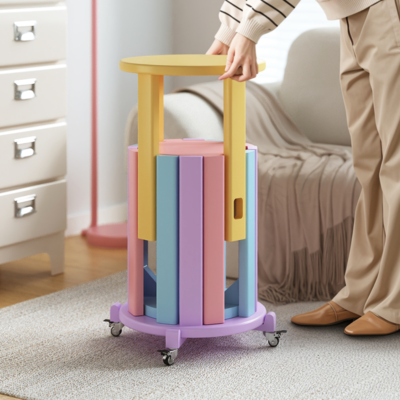 三梦多巴胺实木堆叠凳小户型可叠放家用圆凳客厅餐桌凳叠叠乐椅