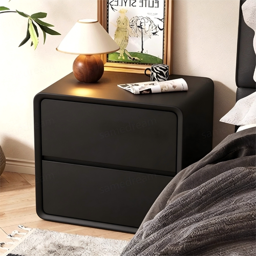 黑色高级感床头柜卧室收纳柜