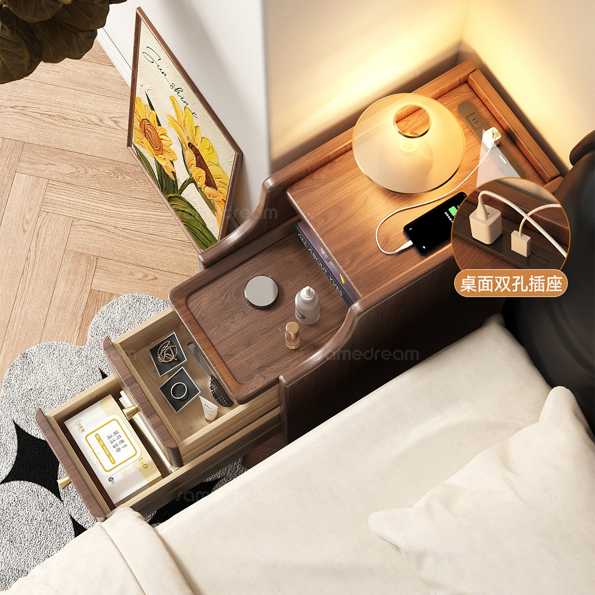 全实木床头柜家用卧室极窄小型床边收纳柜2025爆款超窄夹缝小柜子,住宅家具,床头柜,淘宝优惠券,粉丝福利购,淘宝优惠卷