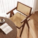 三梦实木餐椅家用餐桌椅昌迪加尔椅子藤编餐椅书房阳台休闲靠背椅