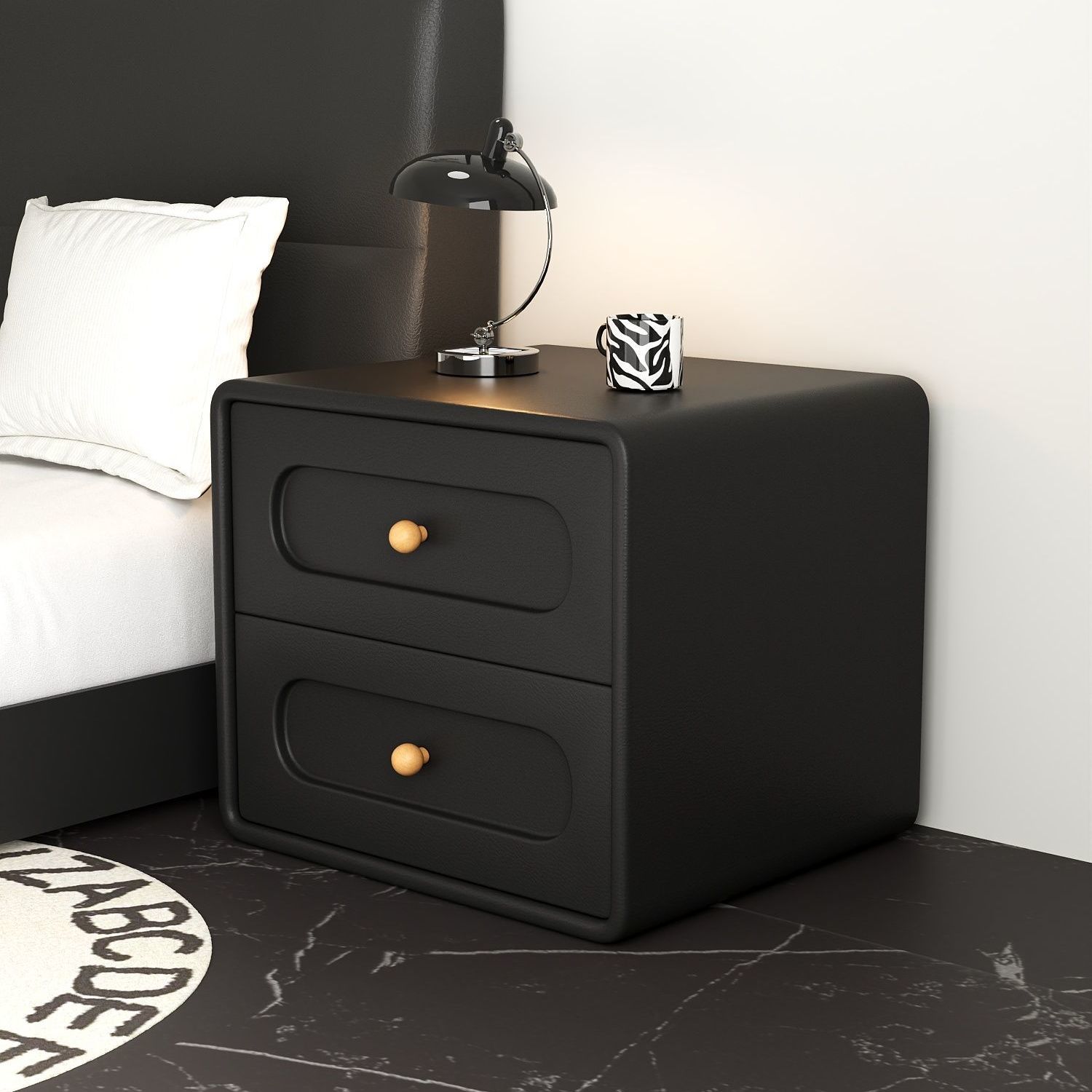 SAMEDEAM 实木床头柜黑色侘寂风茶几2025新款高级感ins风床边柜