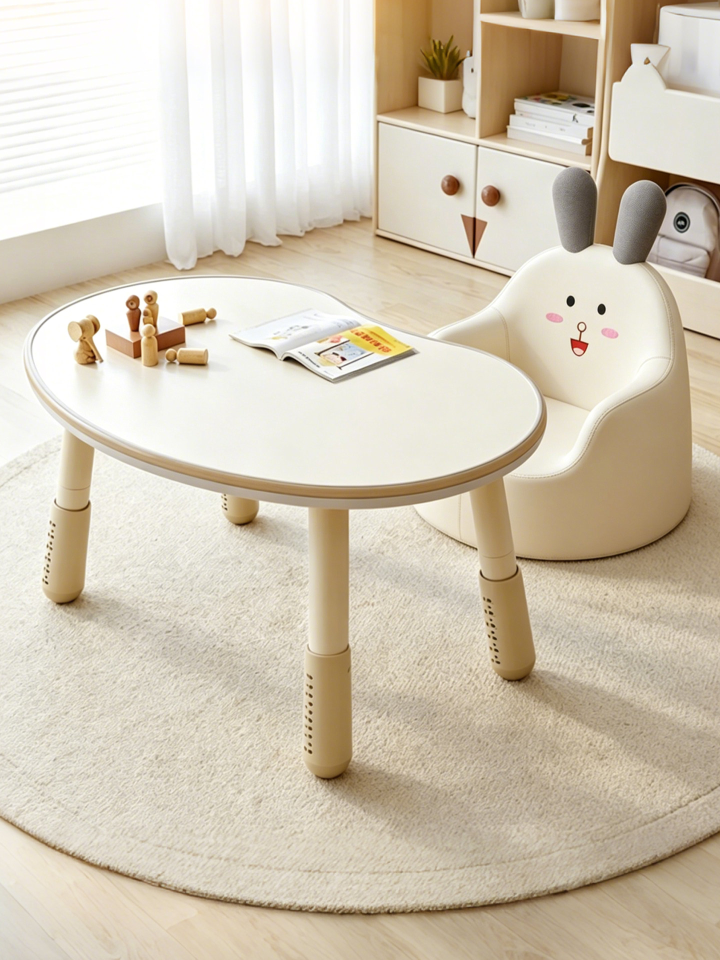 Children's peanut table, liftable baby study table, home writing desk, kindergarten early education table chair, baby desk