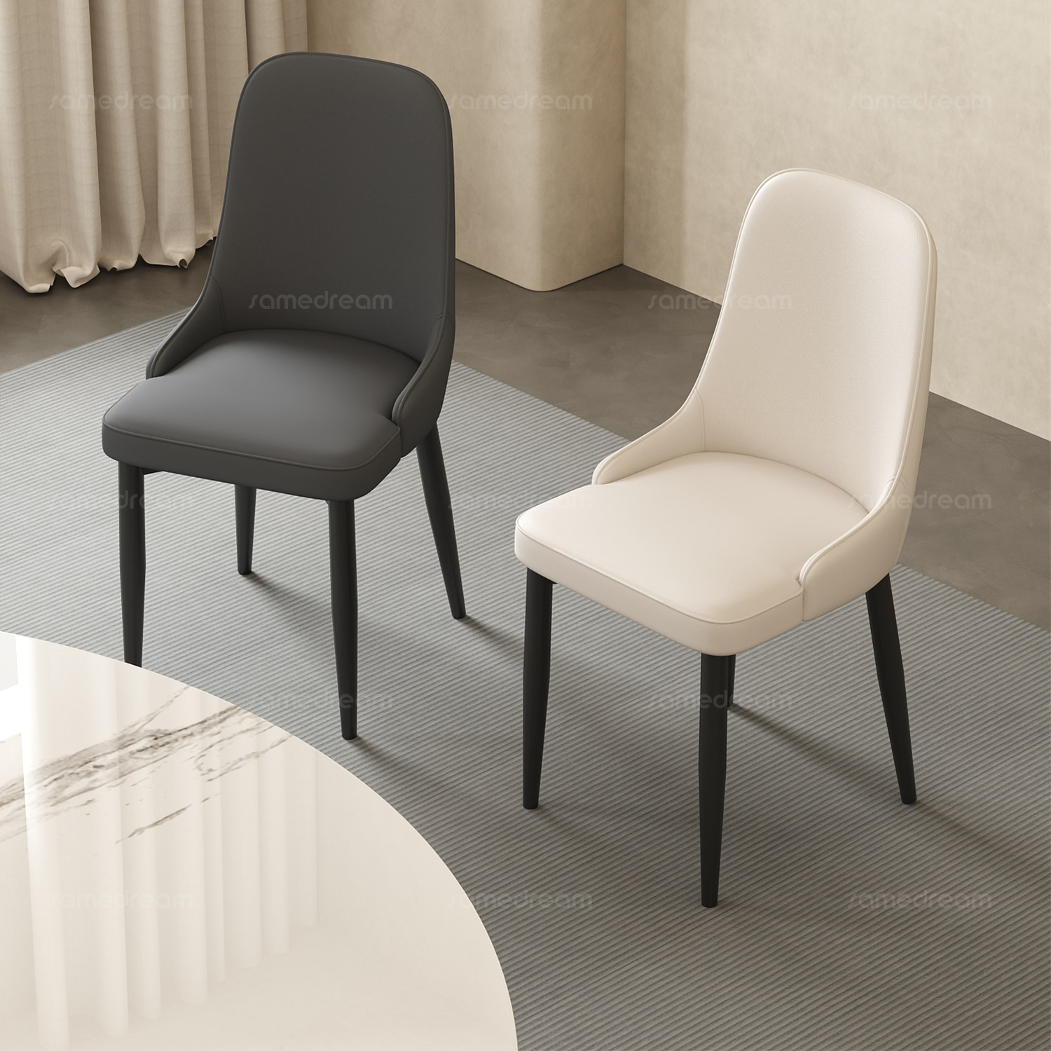 三梦家用靠背餐轻奢高级感椅子