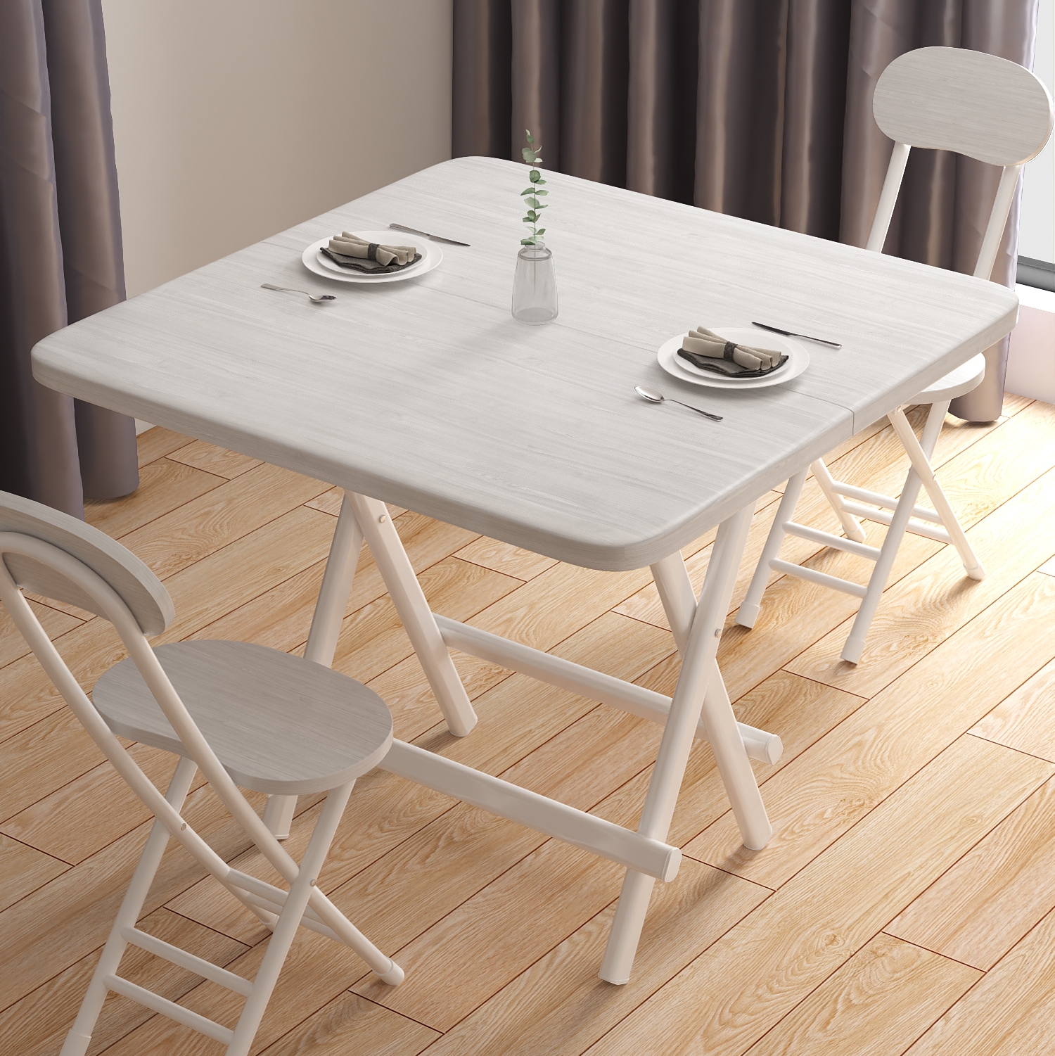 折叠桌餐桌家用小户型出租屋吃饭桌子简易方桌户外便携圆形小桌子-封面