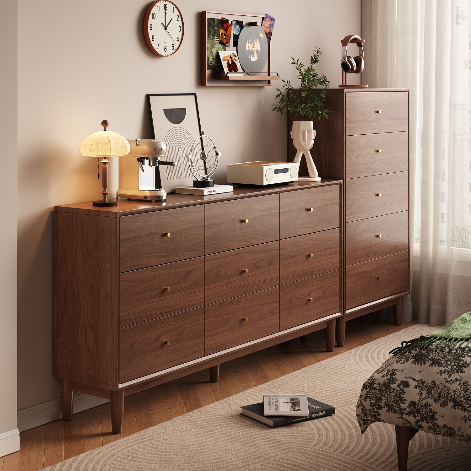 政府补贴全实木五斗柜客厅靠墙抽屉柜卧室床尾置物柜复古收纳柜子