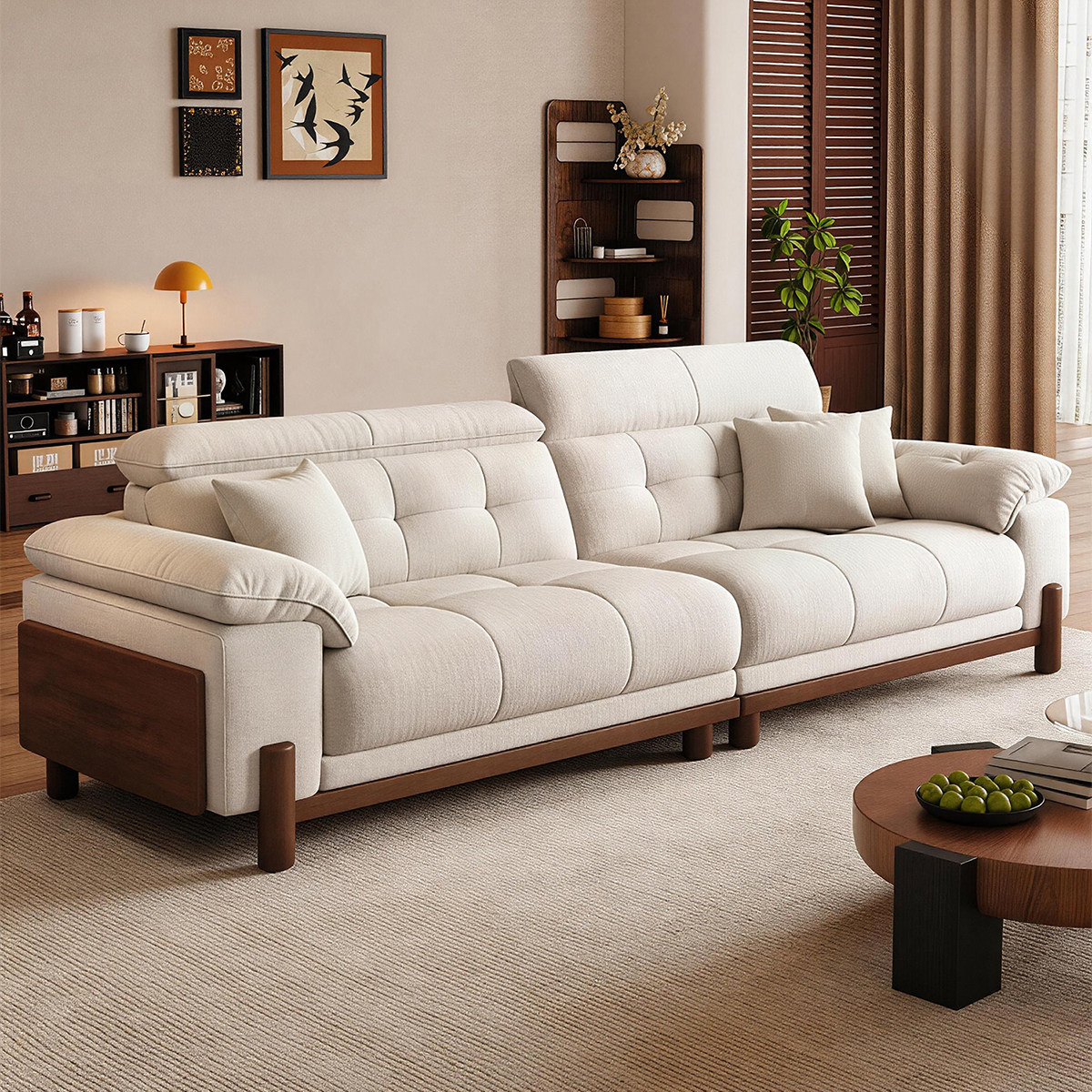 三梦奶油中古风布艺沙发枫颂小户型2026新款客厅现代简约拆洗沙发