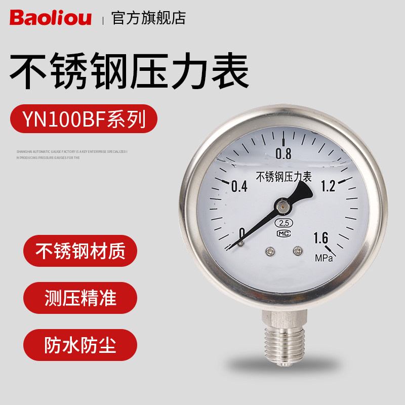 YN100BF 1MPa 耐震不锈钢压力表 全不锈钢耐震压力表 苏州轩胜