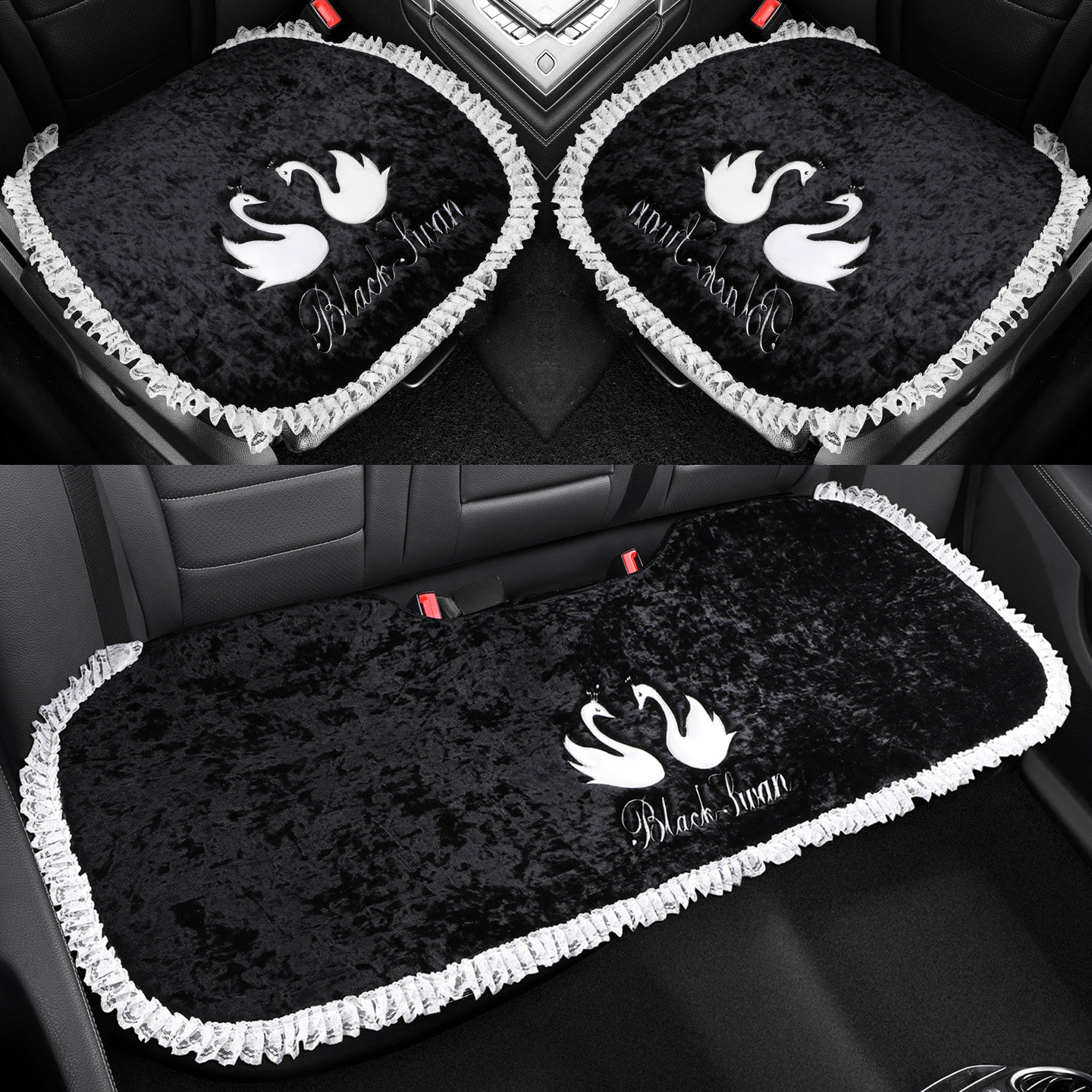 卡通汽车坐垫单片冬季毛绒可爱无靠背三件套四季通用后排座垫座套