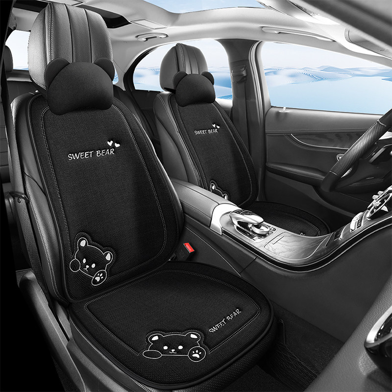 卡通汽车坐垫冬季透气涤麻可爱四季通用小蛮腰网红半包围座垫座套