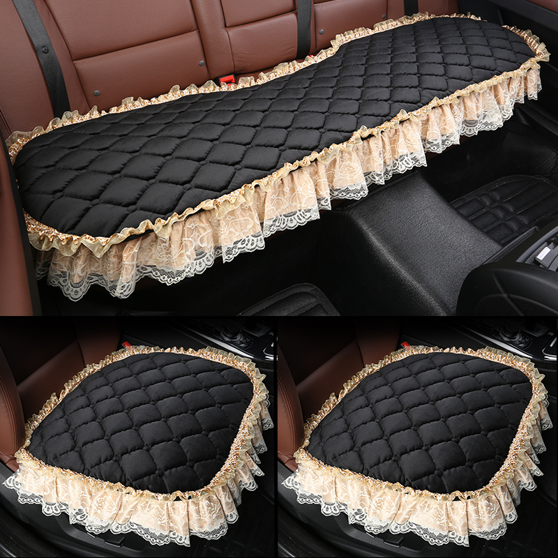汽车坐垫小三件套蕾丝冬季无靠背短毛绒车垫女保暖棉通用单片座垫