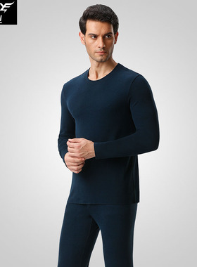 犇业秋冬男士圆领无痕内衣保暖套装双面磨毛中厚修身秋衣秋裤E116