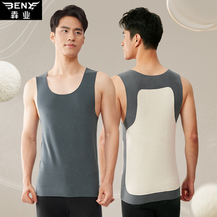 犇业秋冬新品 保暖背心无痕贴片加绒加厚内衣护背打底马夹E282 男士