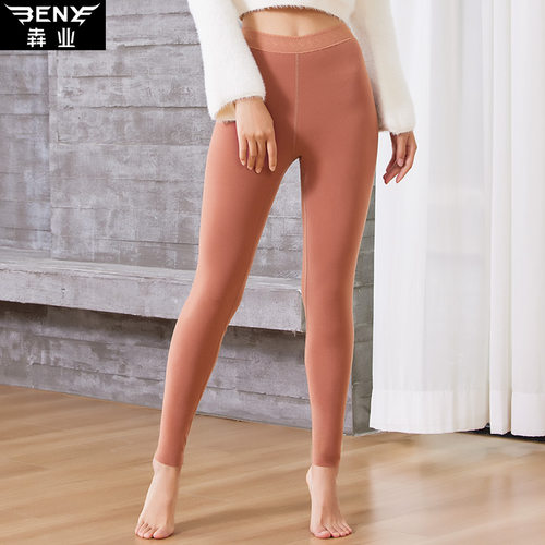 犇业女无痕秋裤磨毛加厚蕾丝花边