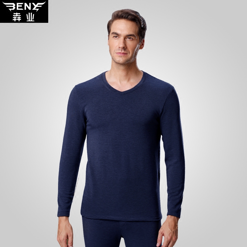 秋冬长袖v领磨毛t恤修身打底衫