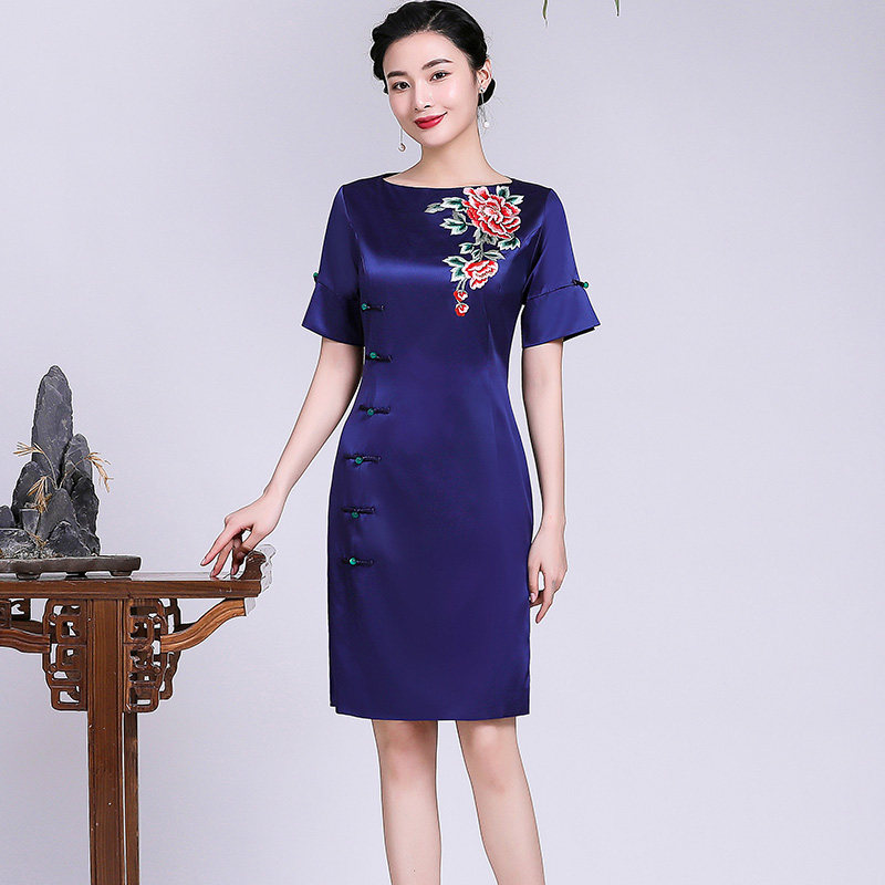 钱塘佳人青蔓30姆米高级感真丝旗袍小个子女夏季日常可穿气质高贵