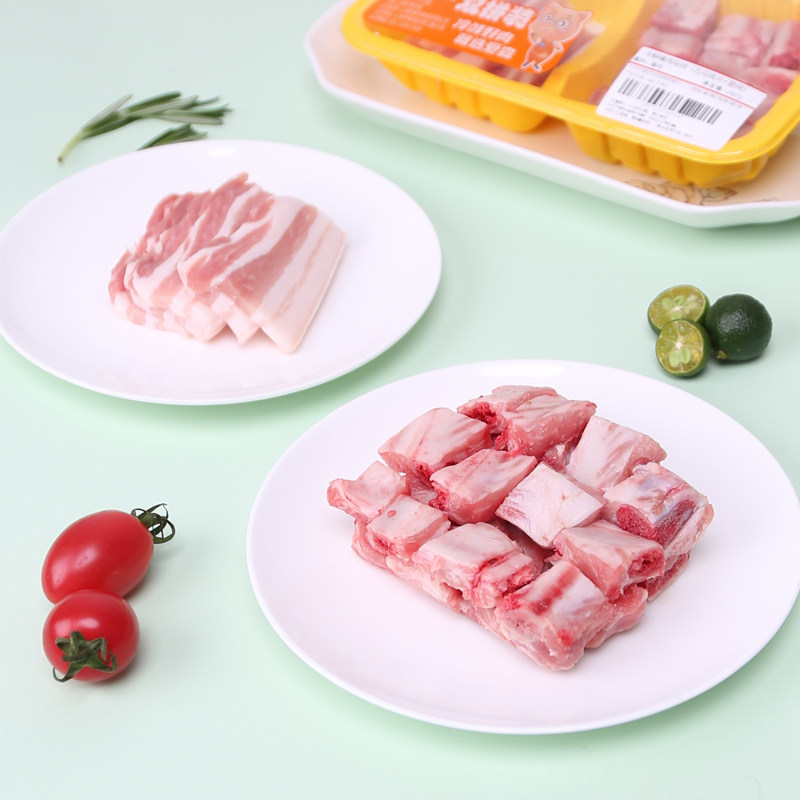 爱森 双拼冷鲜猪肉 梅肉112g+肋排168g 家庭炒菜煲汤