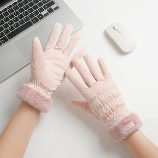 手套女冬季 滑雪玩雪触屏防水加绒加厚棉保暖防风户外运动学生骑车