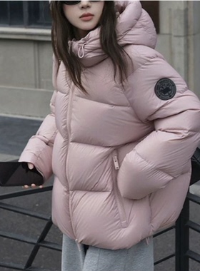 张贝贝ibell黑标空气层90白鸭绒防风保暖中长款立领连帽羽绒服女