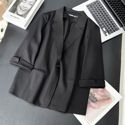 胖mm大码七分袖薄款西装200斤