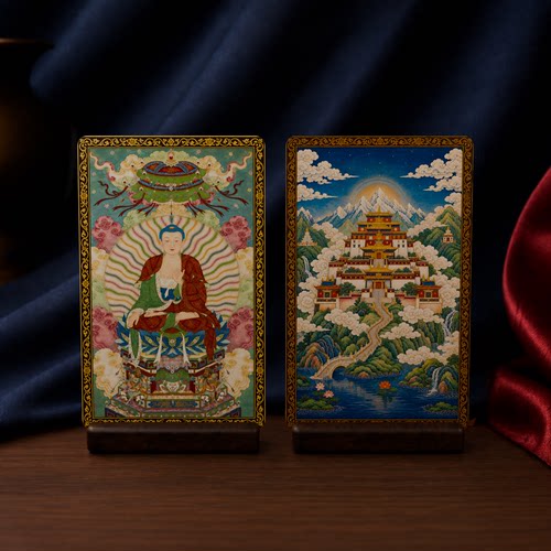 释迦牟尼莲座汉传小卡设色人物画双面满版印刷高清便携文创收藏卡