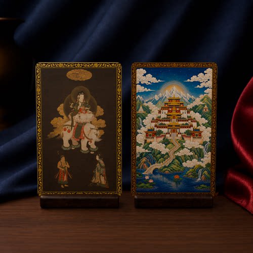 普贤骑象汉传小卡元代人物画图案双面满版印刷高清便携文创收藏卡