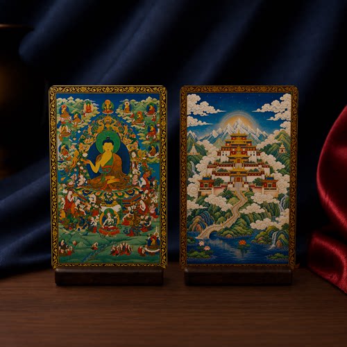 释迦牟尼佛讲般若经藏式唐卡小卡双面满版印刷高清便携文创收藏卡