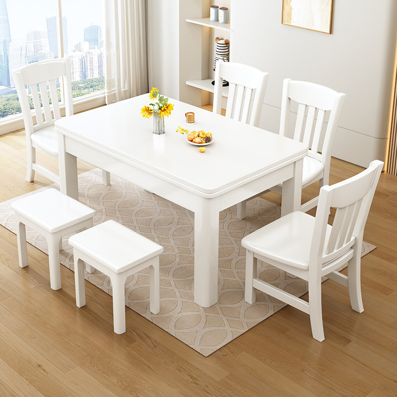 舒曼达实木餐桌简约现代白色
