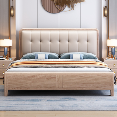 榫卯板1.5m床简约现代满铺主卧室