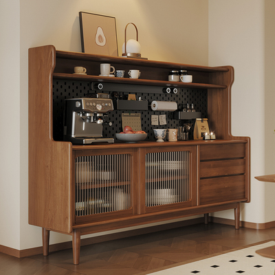 实木餐边柜一体靠墙客厅茶水柜多功能收纳柜现代中式家用储物柜子