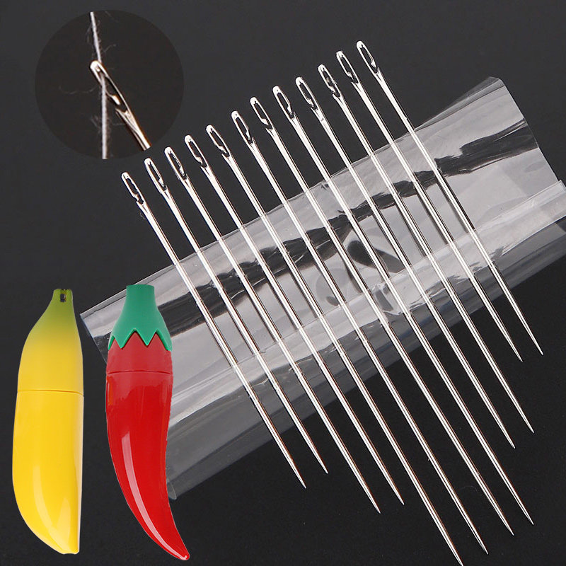 免穿针盲人针老人用免认手缝针大号家用缝衣针缝衣服不用穿线的针